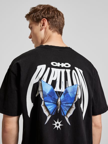 Mister Tee T-Shirt mit Statement-Print Modell 'CHO ORIGAMI' Anthrazit 3