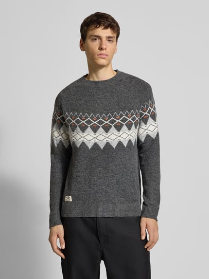 Pepe Jeans Relaxed Fit Strickpullover mit Woll-Anteil Modell 'PRESLEY' Dunkelgrau 4