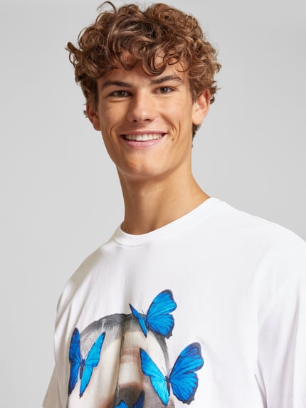 Mister Tee T-Shirt mit Motiv-Print Modell 'LE PAPILLON' Weiss 3