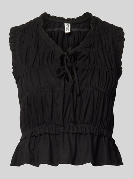ONLY Regular Fit Blusentop aus Viskose-Leinen-Mix Modell 'GOA' Black 2