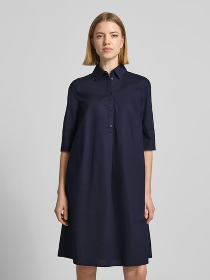 Christian Berg Woman Selection Knie-lang overhemdjurk met knoopsluiting Marineblauw - 4