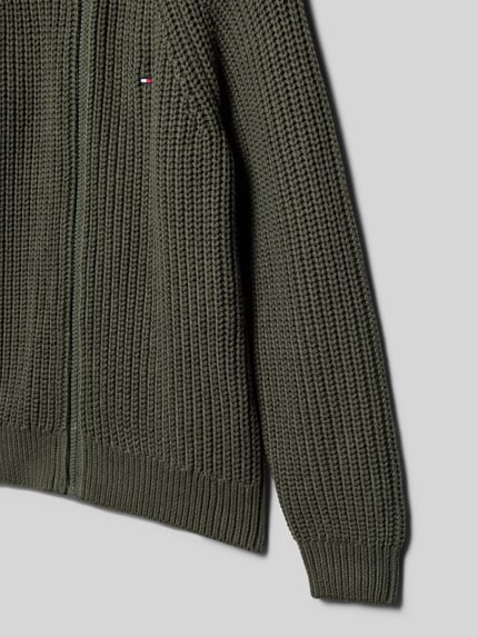 Tommy Hilfiger Teens Regular fit gebreid jack van katoenmix Olijfgroen - 2