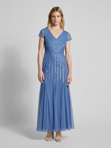 Adrianna Papell Abendkleid mit Paillettenbesatz Bleu 4