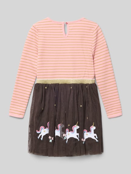 Happy Girls Kleid im 2-in-1-Look mit Motiv-Stitchings Apricot 3