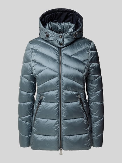 Produktfoto, Regular Fit Steppjacke mit afneembare capuchon van Gil Bret, glanzend blauw met stiknaden, lichte vulling, damesjasje