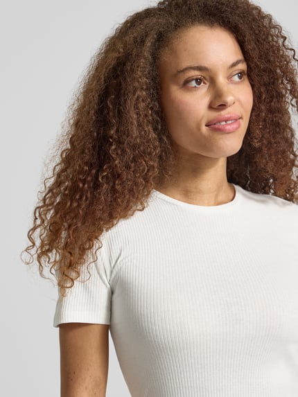 PIECES slim fit T-shirt van katoenmix model 'RUKA' Wit - 3