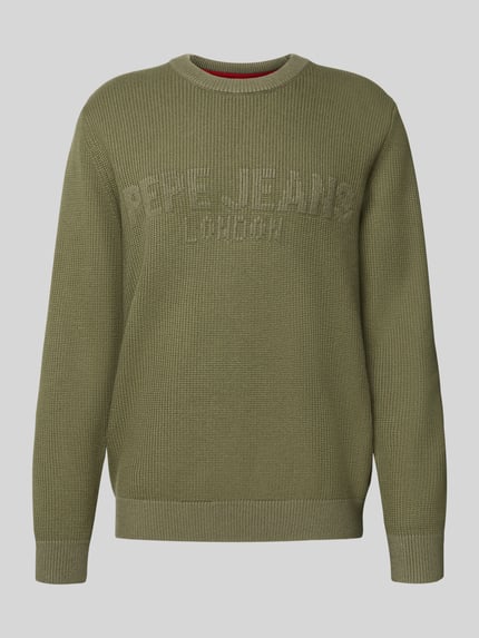 Pepe Jeans Regular Fit Strickpullover Viskose-Baumwoll-Mix Modell 'PHINEAS' Oliv 2