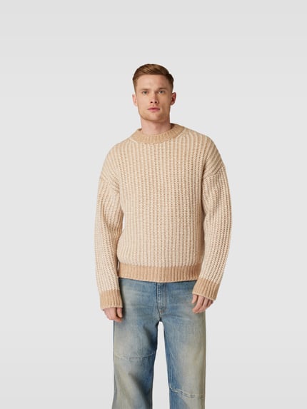 Filippa K Sweter w dzianinowym wyglądzie Camel 4