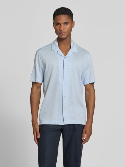 BOSS Regular Fit Freizeithemd aus Leinen-Baumwoll-Mix Modell 'H-POWELL' Bleu 4