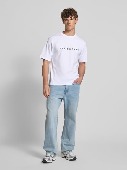 REVIEW T-Shirt mit Label-Print Weiss 1