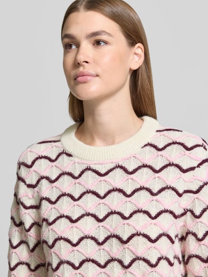 YAS Strickpullover im Allover-Look Modell 'GESLY' Offwhite 3