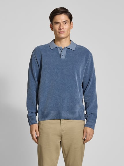 BOSS Orange Sweter z kołnierzykiem polo Kipolo Niebieski 4