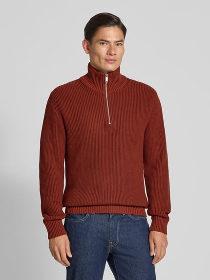 MCNEAL Strickpullover mit Troyer-Kragen Dunkelrot 4