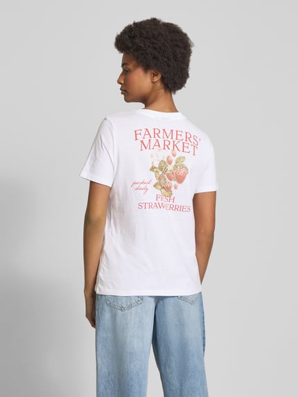 PIECES T-shirt o kroju regular fit z czystej bawełny model ‘SUMMER’ Biały 5