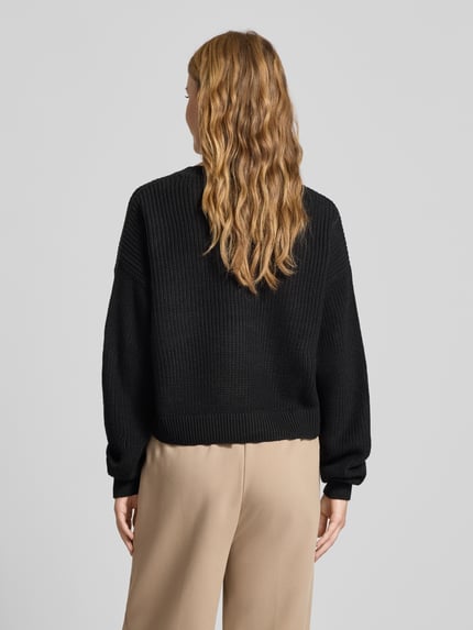 NOISY MAY® Sweter z dzianiny z okrągłym dekoltem model ‘MAYSA’ Czarny 5