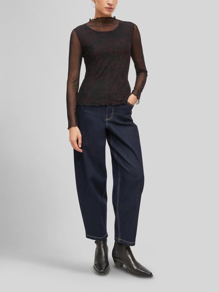 s.Oliver BLACK LABEL Langarmshirt mit semitransparentem Mesh-Besatz Bordeaux 1