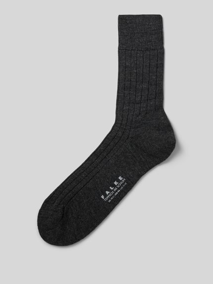 Produktfoto, Strümpfe aus Schurwollmischung Modell 'Teppich im Schuh' von FALKE in Dunkelgrau mit Rippenstruktur, verstärkte Belastungszonen und gepolsterter Sohle