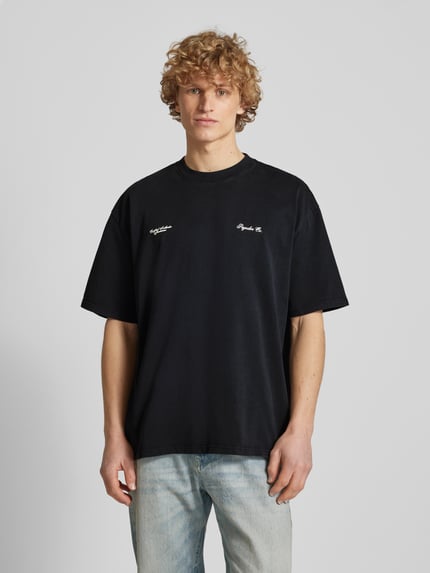 PEGADOR Oversized T-Shirt mit Label-Print Modell 'BROOKE' Anthrazit 4