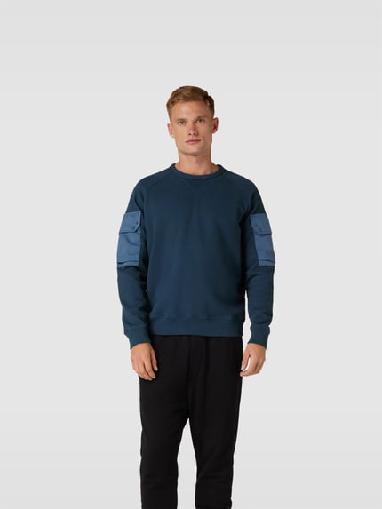 Ten C Bluza o kroju oversized z bawełny Niebieski 4