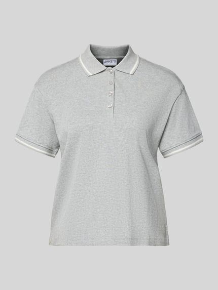 Produktfoto, Regular Fit Poloshirt aus Baumwolle von Jake*s Casual in Hellgrau mit Polokragen, elastischen Ärmelabschlüssen, dezente Struktur