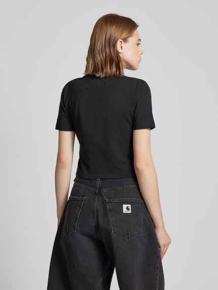 Low Lights Studios Kort T-shirt met labelprint, model 'SUPERSTAR' Zwart - 5