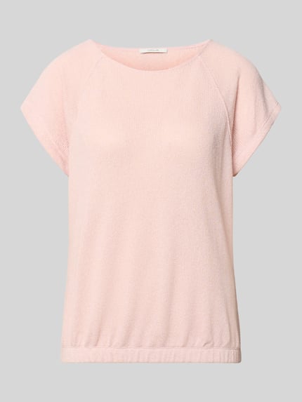Produktfoto, Strickshirt aus Viskose-Mix Modell 'Svalla' von OPUS, jasnoróżowy kolor, krój regular fit, okrągły dekolt, długość tyłu w rozmiarze 36: 56 cm, powierzchnia lekko fakturowana