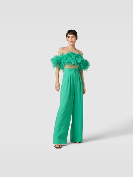 New Arrivals by Ilkyaz Ozel Stoffen broek met bandplooien Appeltjesgroen - 1