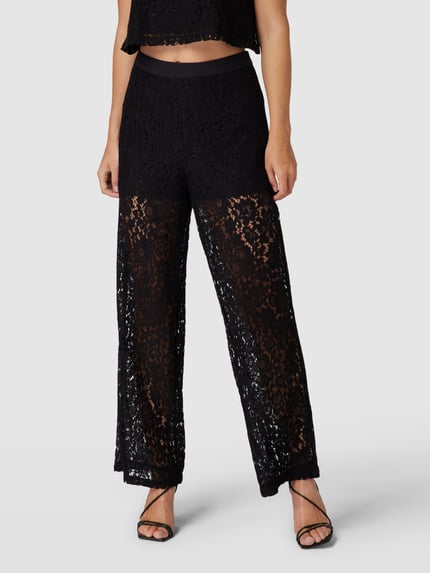 OBJECT Stoffen broek in semi-transparant design Zwart - 4