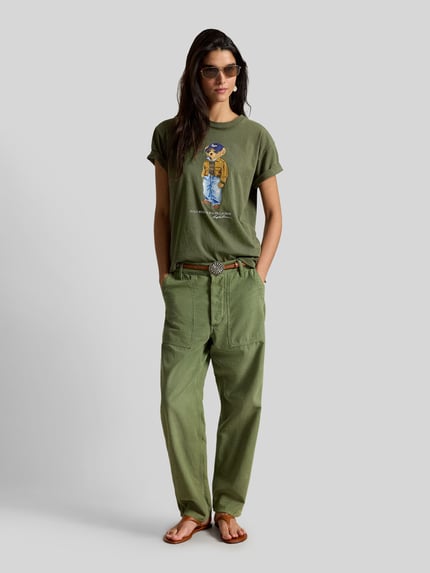 Polo Ralph Lauren Regular Fit T-Shirt mit Polo-Bear-Print Modell 'BEAR TEE' Oliv 1