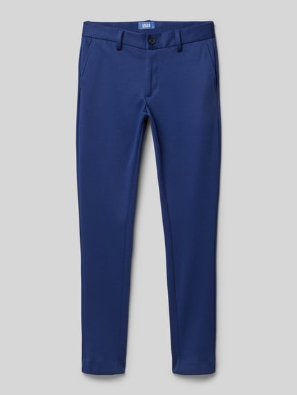JACK & JONES Chinosy o kroju slim fit z ozdobnymi szwami i dodatkiem wiskozy model ‘JAXON’ Niebieski 1