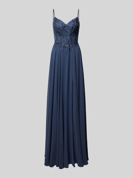 LUXUAR FASHION Abendkleid mit Herz-Ausschnitt Rauchblau 2