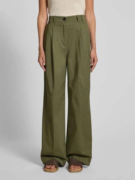 Marc O'Polo Wide Leg Bundfaltenhose aus Baumwoll-Mix Schilf 4