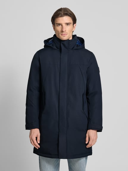 Tommy Hilfiger Płaszcz funkcyjny o kroju regular fit z kapturem Granatowy 4