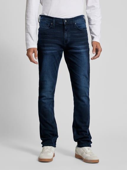Mustang slim fit jeans met label-patch model 'Vegas' Marineblauw - 4