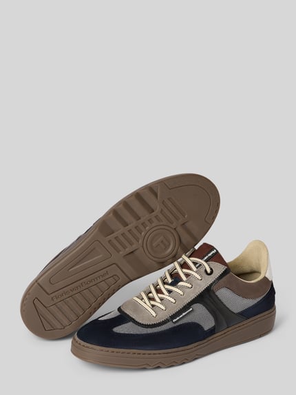 Floris van Bommel Sneakers met labeldetail, model 'De Kupster' Marineblauw - 4