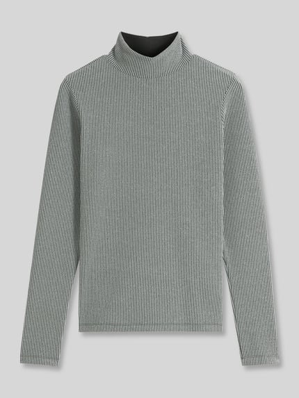 HUGO Langarmshirt mit schimmernder Rippstruktur Silber 2