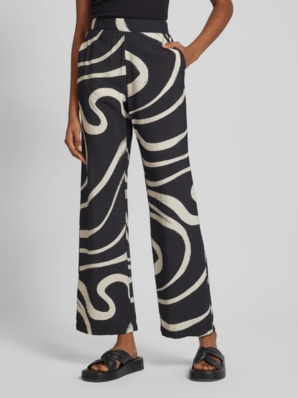 b.young Wide leg stoffen broek met all-over print, model 'Ibine' Zwart - 4