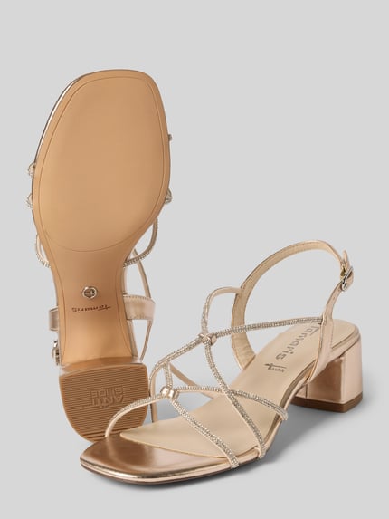 Tamaris Sandalen met strass-steentjes Goud gemêleerd - 4