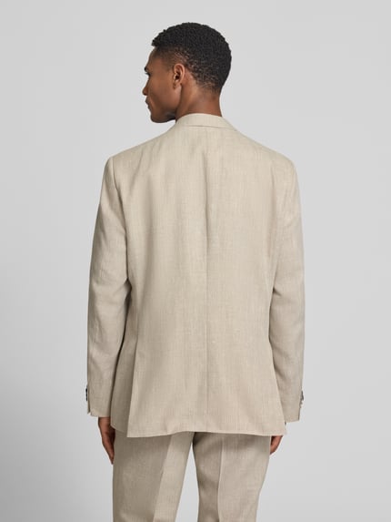 Męski model nosi Regular Fit Anzugsakko aus Leinen-Mix Modell 'JASPER' od BOSS w kolorze melanż, tkanina, całe plecy, widok z tyłu.
