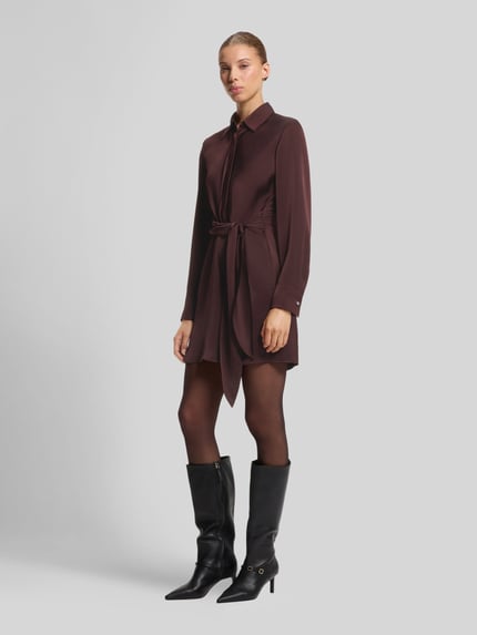 HUGO Minikleid mit Bindegürtel Modell 'Kilanda' Bordeaux 4