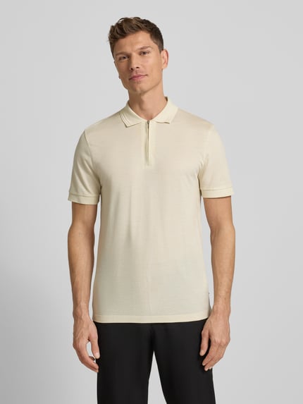 BOSS Regular fit Poloshirt van mix van katoen en lyocell model 'H-PARAS 70' Offwhite - 4