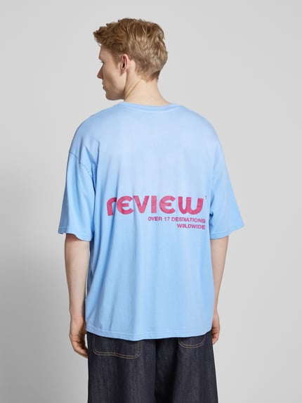 REVIEW T-Shirt mit Label-Print Hellblau 5