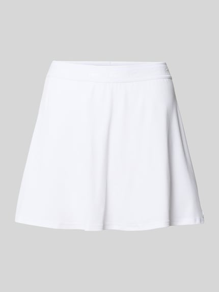 Produktfoto, Eng anliegender Sport Mini-Rock mit Logo Bund von Lacoste Sport, weiß, unifarben, Mini-Länge, elastischer Bund, Piqué-Textur, Ultra-Dry-Technologie