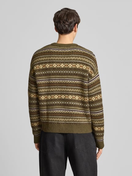 REVIEW Regular fit pullover met wol in gebreide look Olijfgroen - 5