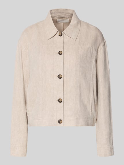 Produktfoto, Jacke aus Leinen-Mix mit Kentkragen Modell 'Viana Ginia' von MSCH Copenhagen, Gerader-Schnitt, Viskose-Anteil, beige Farbton, strukturierte Oberfläche