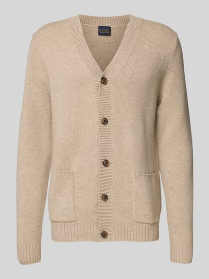 Christian Berg Men Strickjacke aus Wolle-Kaschmir-Mix mit V-Ausschnitt Beige Melange 2