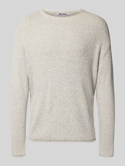 REVIEW Strickpullover mit gerippten Abschlüssen Hellgrau 2