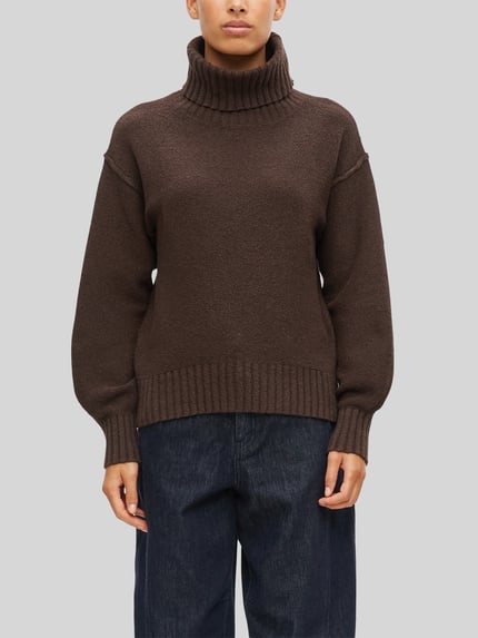 s.Oliver RED LABEL Pullover mit Rollkragen und Label-Detail Dunkelbraun 3