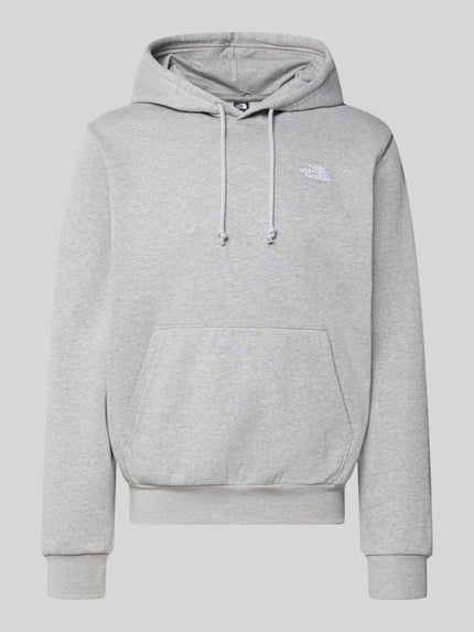 Produktfoto, Hoodie aus Baumwoll-Mix Modell 'EVOLUTION' von The North Face, luźny krój, kieszeń kangurka, kaptur z tunelem, elastyczne wykończenia, mieszanka bawełny, szary kolor, tekstura gładka