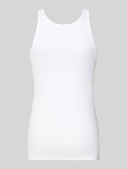 Produktfoto, Feinripp-onderhemd met ronde hals van Schiesser, puur katoen, slim fit, wit, fijnribstructuur